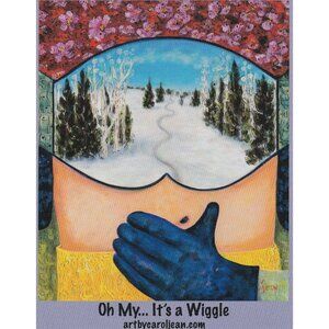 Oh My Its A Wiggle Art Print 4x5 Card Steamboat Springs Co Skiing Carol Jean